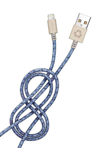 Blaues iPhone Lightning-Kabel · 2 Meter · Aus recycelten Fischernetzen Ohne Verpackung