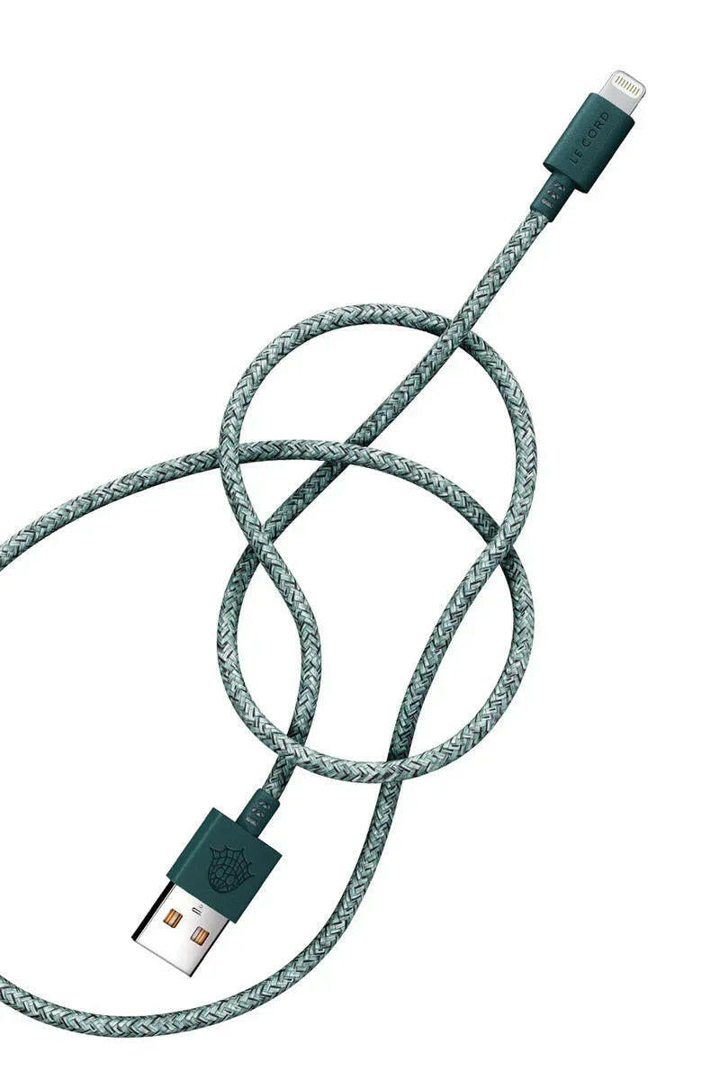Grünes iPhone-Lightning-Kabel (USB A) · 2 Meter · Aus recycelten Fischernetzen Ohne Verpackung