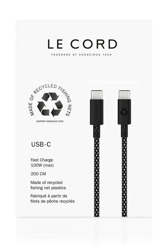 USB Sea Black · Typ C · 100 W · 2 Meter · Aus recycelten Fischernetzen